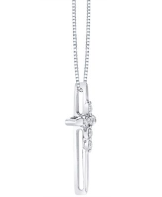 Diamond Cross 18" Pendant Necklace (1/8 ct. t.w.) in 14k White or Yellow Gold