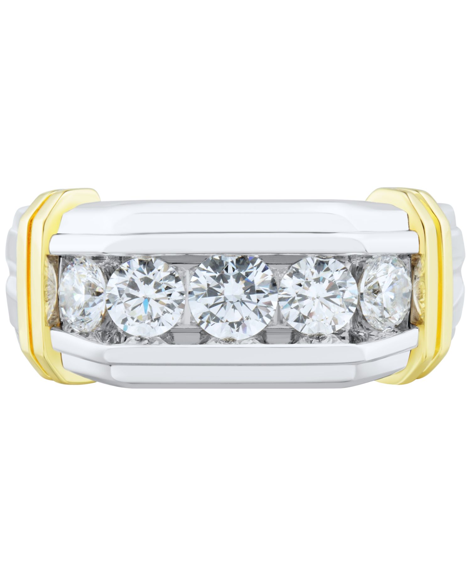 Men's Lab Grown Diamond Horizontal Five Stone Ring (1-1/2 ct. t.w.) in 10k Two-Tone Gold
