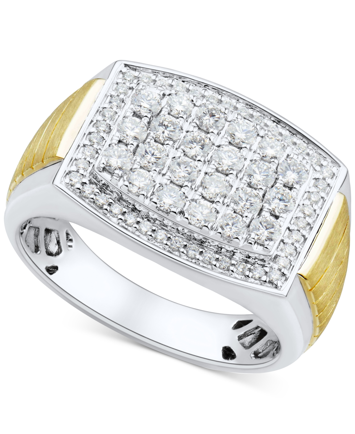 Men's Lab Grown Diamond Cluster Ring (1 ct. t.w.) in 10k Two-Tone Gold - Two-Tone