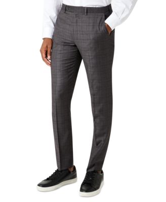 grey plaid suit pants