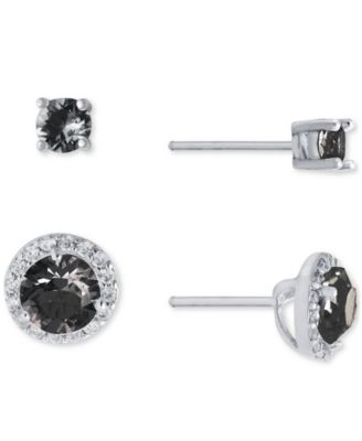 Giani Bernini - 2-Pc. Set Crystal & Cubic Zirconia Solitaire & Halo Stud Earrings