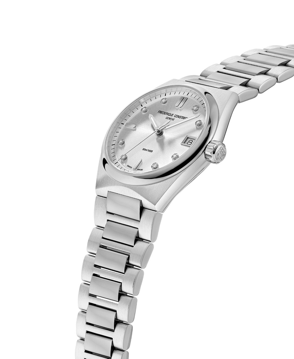 Shop Frederique Constant Women's Swiss Highlife Diamond (1/20 Ct. T.w.) Stainless Steel Bracelet Watch 31mm In Silver-tone