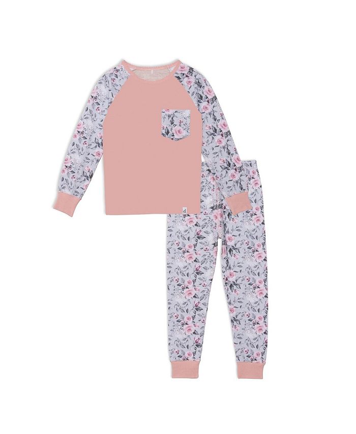 Deux par Deux Girl Organic Cotton Two Piece Printed Pajama Set Grey ...