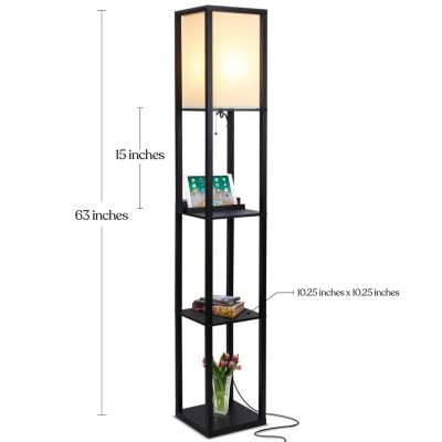 Maxwell LED Shelf Floor Lamp with USB Port, Outlet and Wireless Charging Pad (63"), Bulb Included