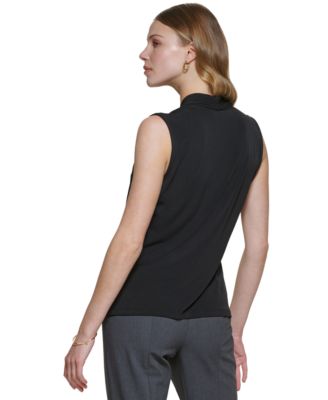 Gathered V-Neck Sleeveless Top