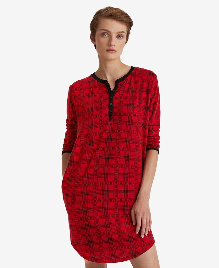 Lauren Ralph Lauren Women's Printed Henley Sleepshirt Macy's