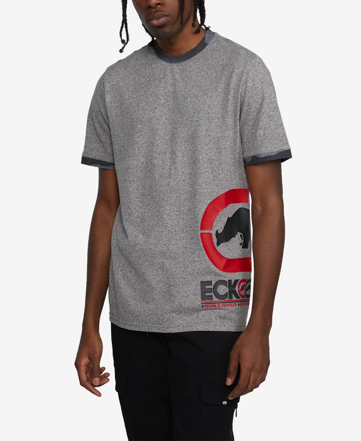Shop Ecko Unltd Men's Short Sleeves Pieced Plan T-shirt In Charcoal