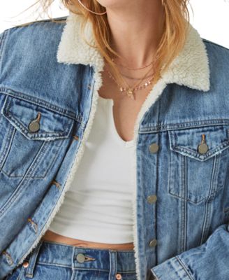 Lucky Brand Women's Yellowstone Fleece-Lined Studded Denim Jacket