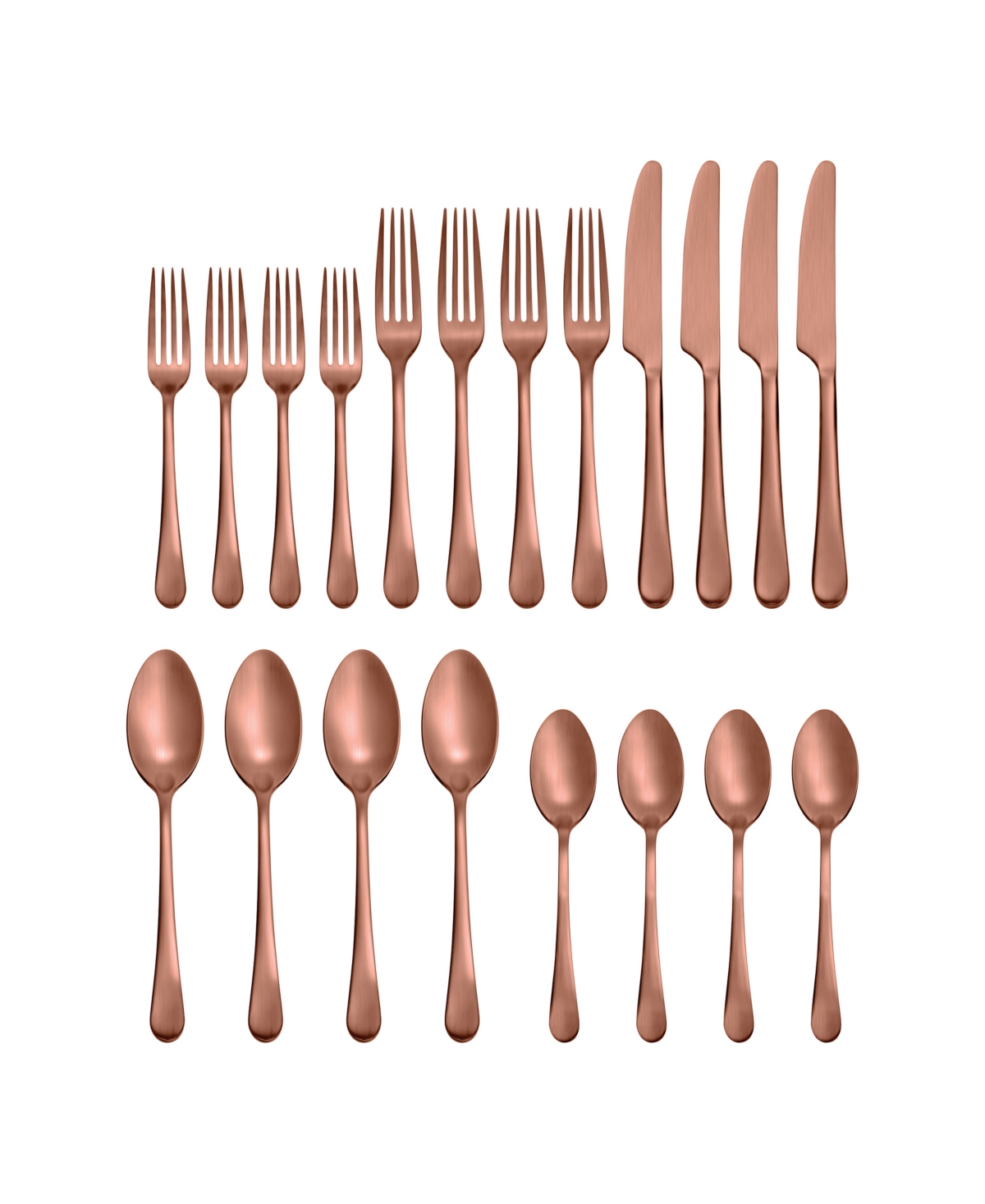 Hampton Forge Mirabella Satin Copper Titanium 18/0 Stainless Steel 20 Piece Set, Service For 4 In Metallic And Copper
