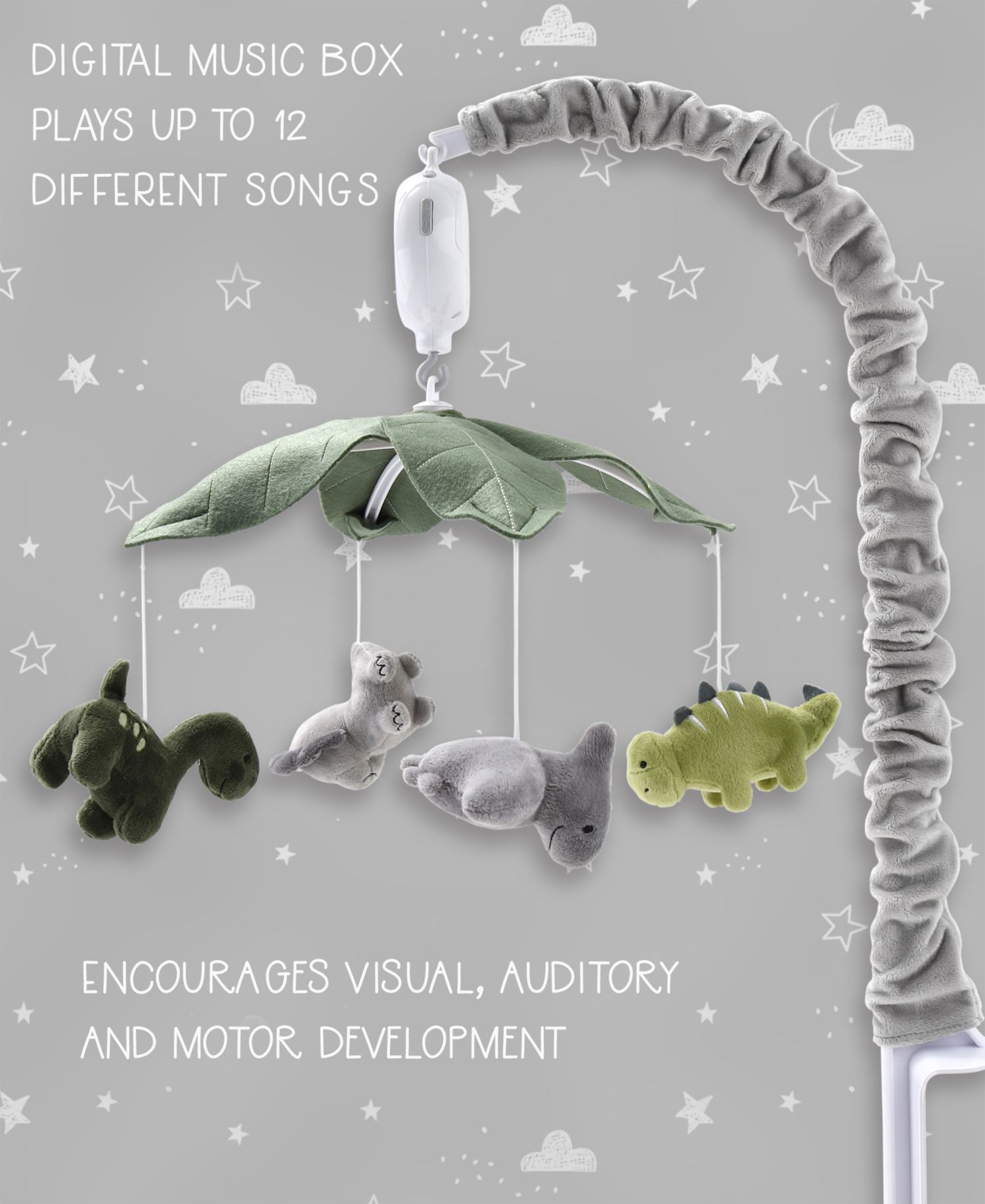 Baby Crib Mobile for Boys or Girls, Dinosaur, Musical