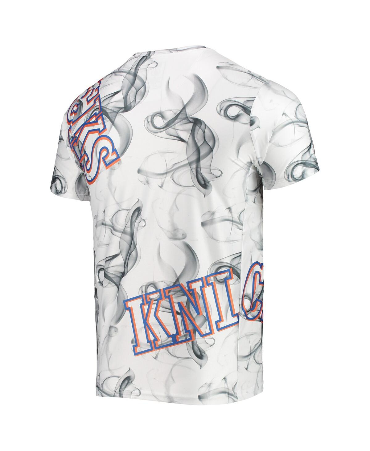 Shop Fisll Men's White, Black New York Knicks Asymmetric Bold Smoke T-shirt In White,black