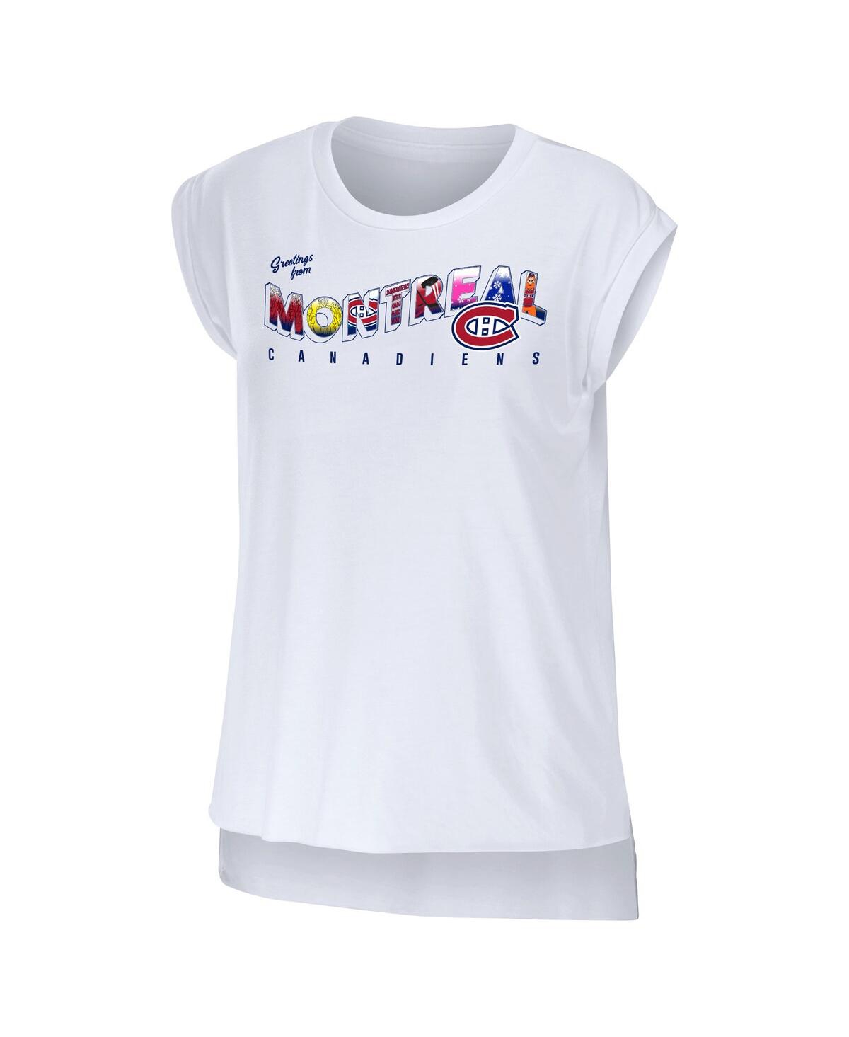 Shop Wear By Erin Andrews Women's  White Montreal Canadiens Greetings From Muscle T-shirt