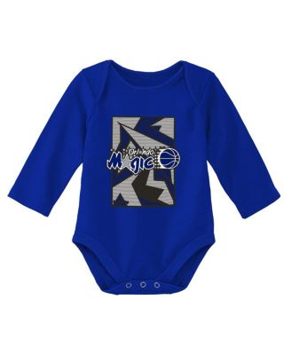 Infant Boys and Girls Black, Blue Orlando Magic Hardwood Classics Bodysuits and Cuffed Knit Hat Set
