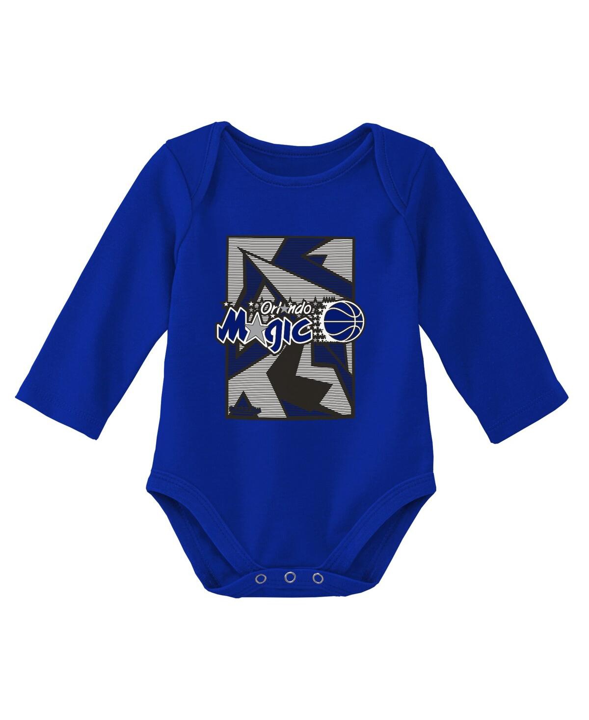 Shop Mitchell & Ness Infant Boys And Girls  Black, Blue Orlando Magic Hardwood Classics Bodysuits And Cuff In Black,blue
