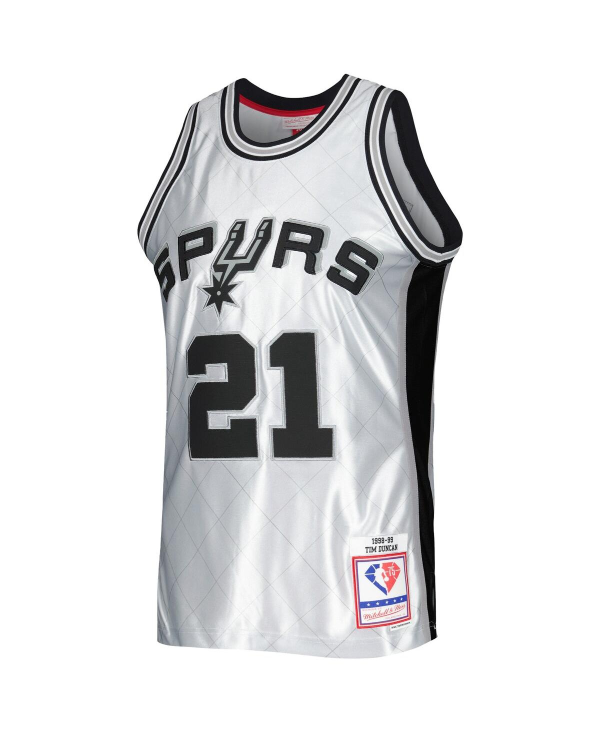 Men's Mitchell & Ness Tim DuncanSan Antonio Spurs 1998-99 Hardwood Classics 75th Anniversary Swingman Jersey - Platinum