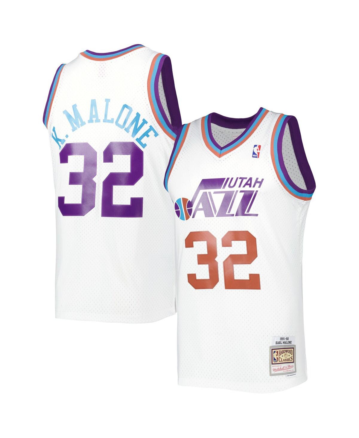 Mitchell & Ness Karl Malone White Utah Jazz Big & Tall Hardwood Classics Jersey