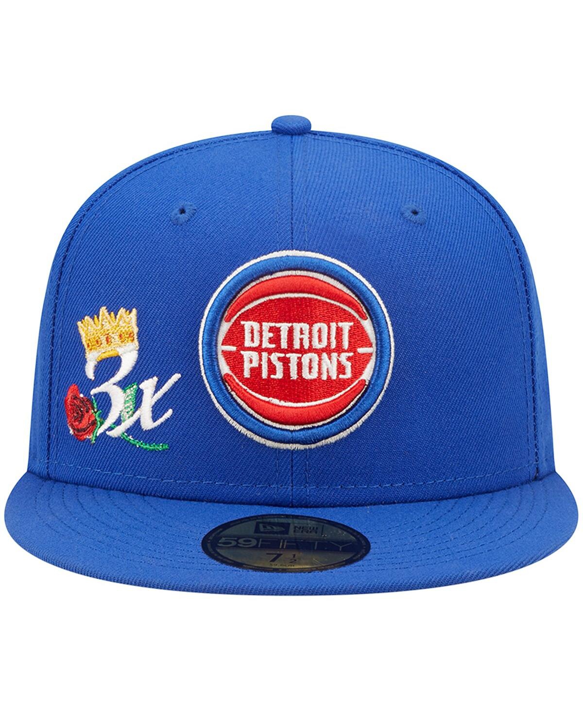 Shop New Era Men's  Blue Detroit Pistons 3x Nba Finals Champions Crown 59fifty Fitted Hat