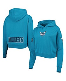 Women's Teal Charlotte Hornets Classic Fleece Cropped Pullover Hoodie