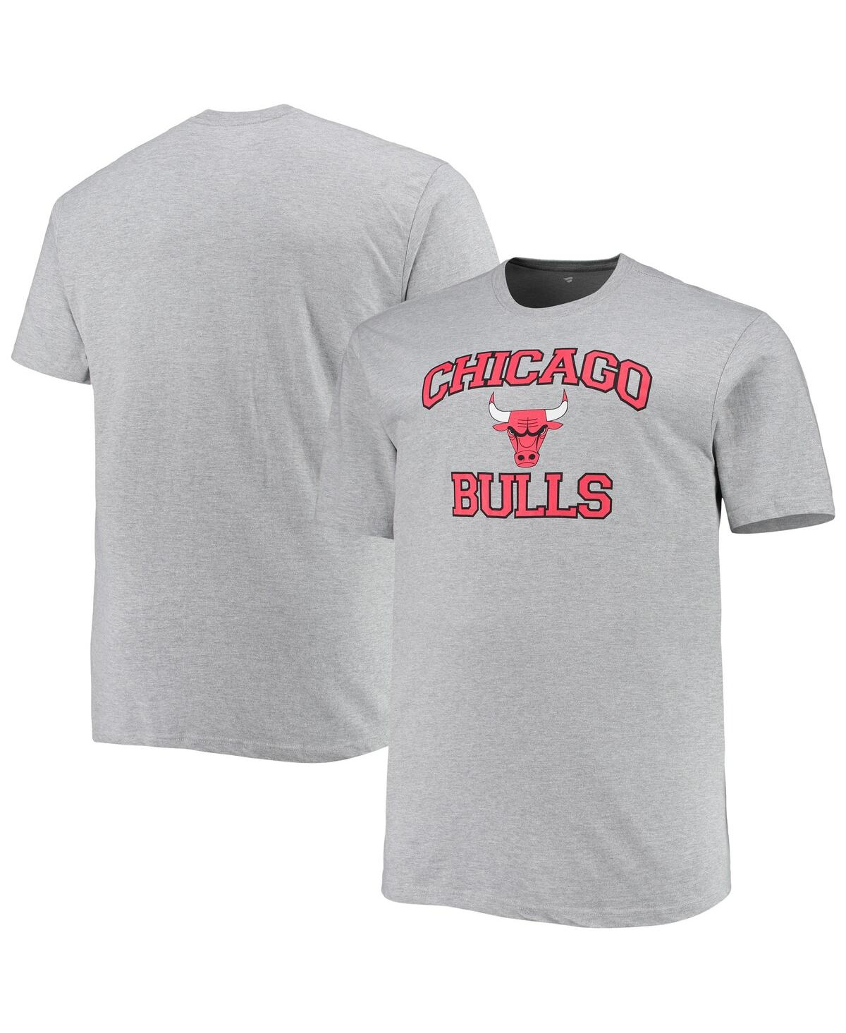 Profile Men's Heathered Gray Chicago Bulls Big And Tall Heart And Soul T-shirt In Heathered Gray