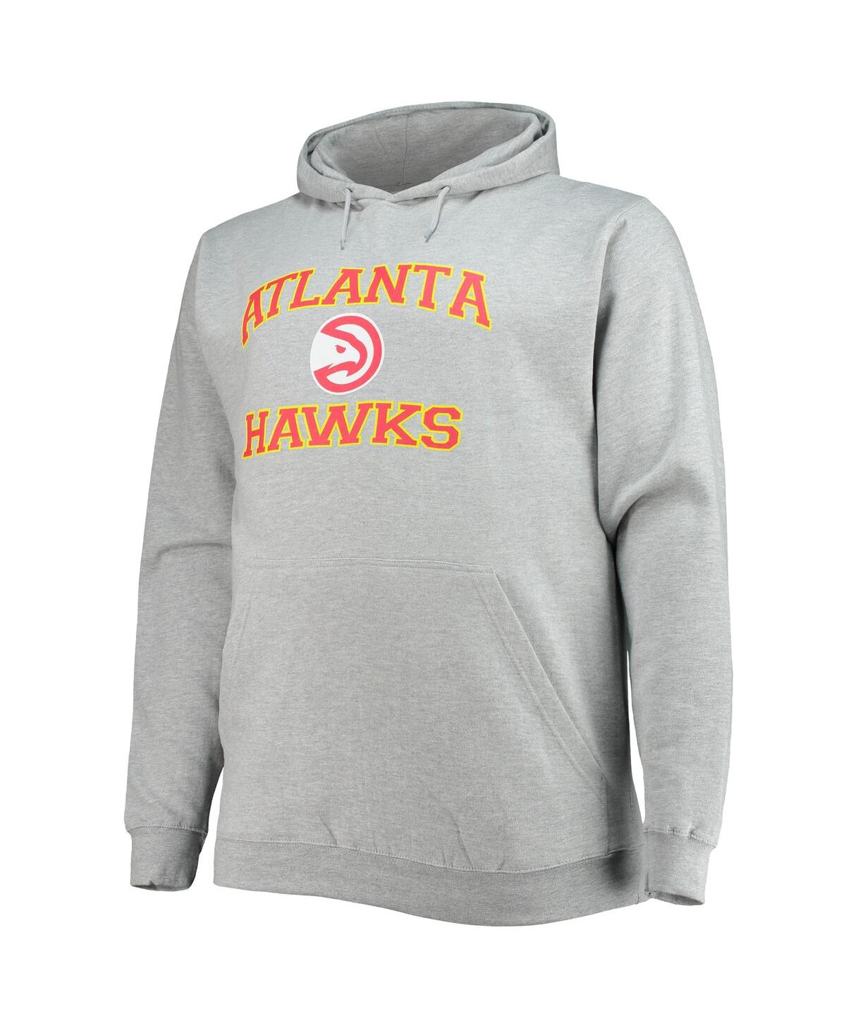 Profile Men's Heathered Gray Atlanta Hawks Big And Tall Heart And Soul Pullover Hoodie In Heathered Gray