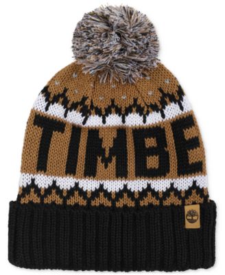 Timberland - Men's Fairisle Pom-Pom Cuffed Logo Beanie