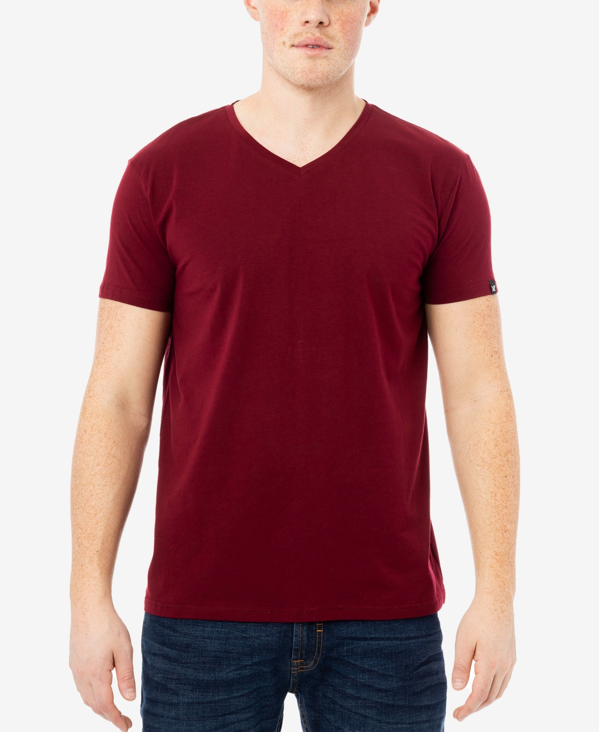 X-Ray Men's Basic V-Neck Short Sleeve T-shirt - Cranberry