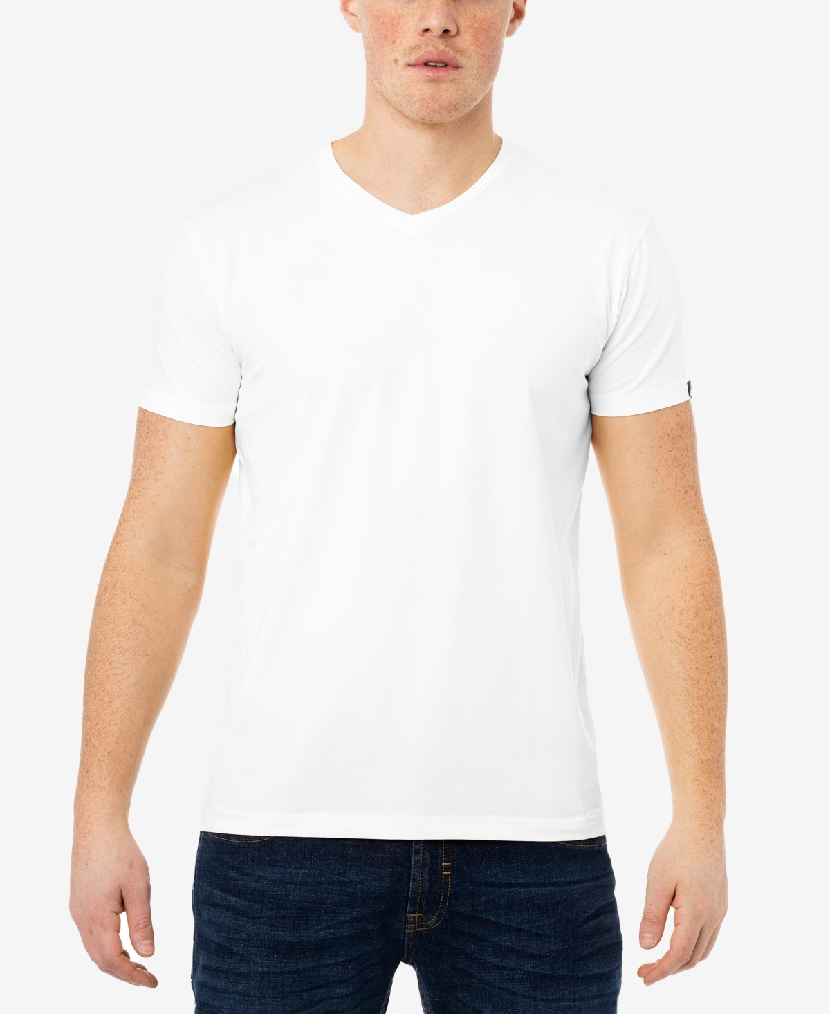 X-Ray Men's Basic V-Neck Short Sleeve T-shirt - White