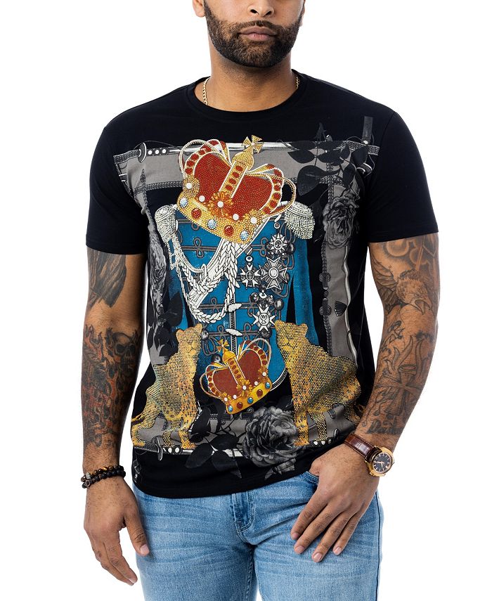 X-Ray Men's Royal Cheetah Rhinestone T-shirt - Macy's