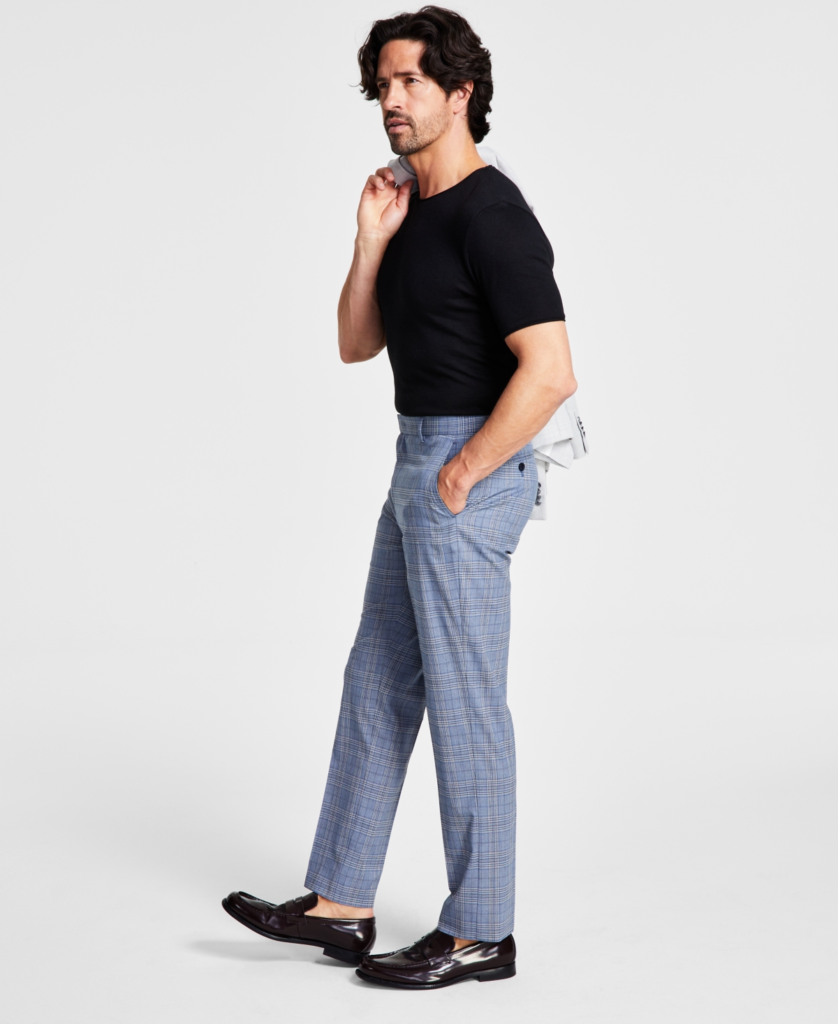 Tommy Hilfiger Men's Modern-fit Th Flex Stretch Plaid Dress Pants In Navy