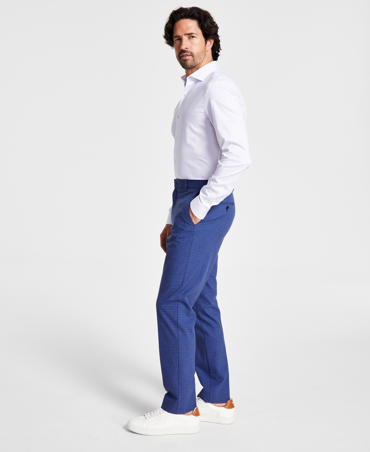 Tommy Hilfiger Men's Modern-fit Th Flex Stretch Plaid Dress Pants In Blue
