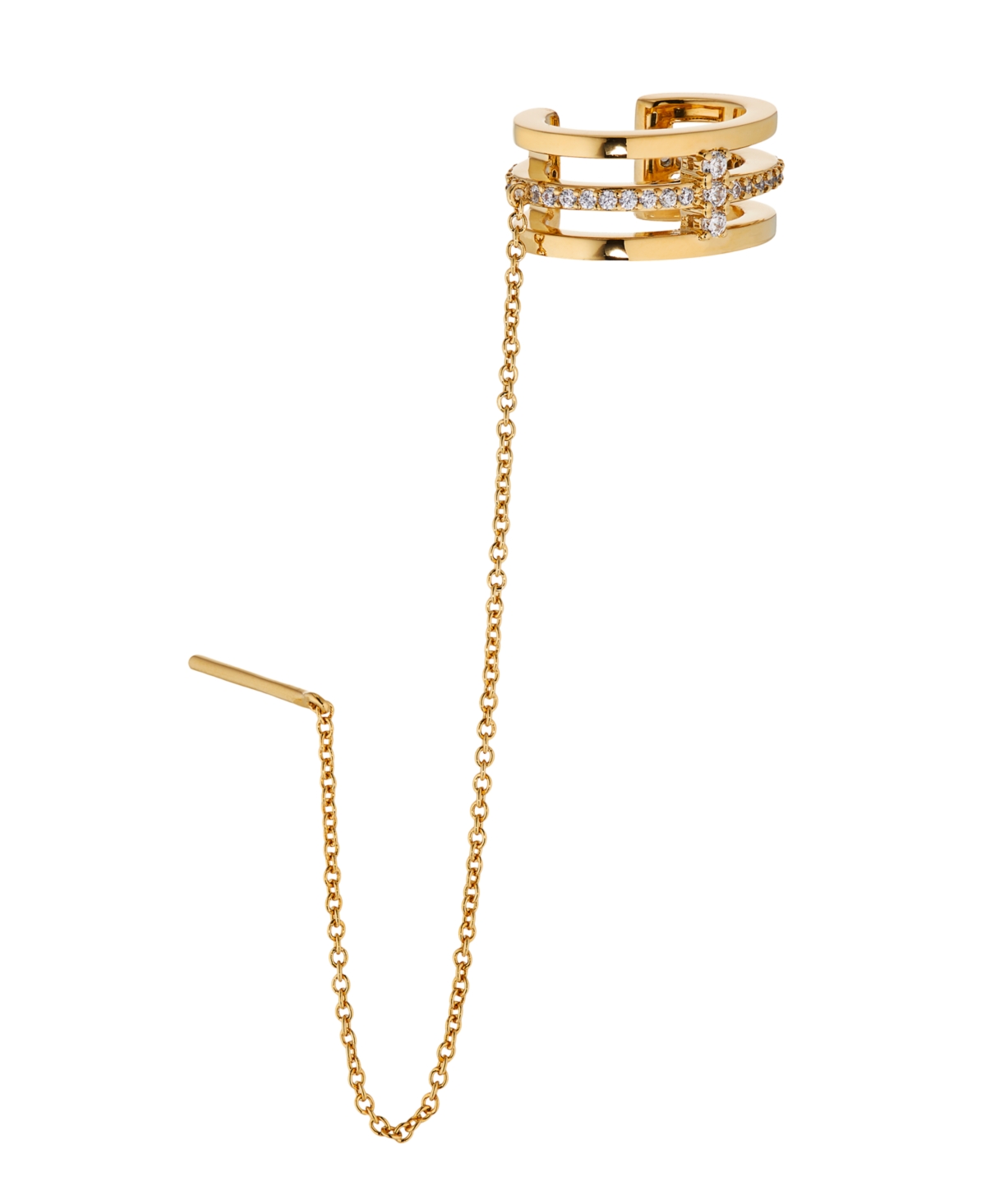 Earring Cuff and Threader Earring in 18K Gold Plated Brass - K Gold Plated