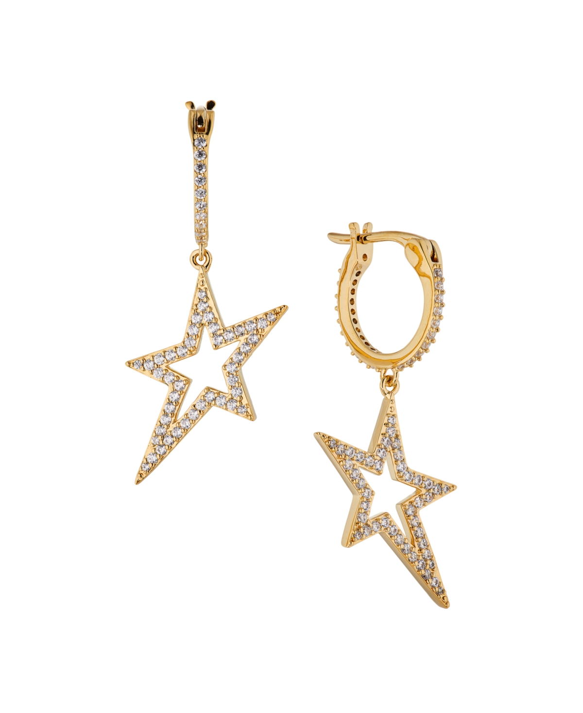 Ava Nadri Small Hoop With Star Drop Earring In Silver-tone Brass In K Gold Plated