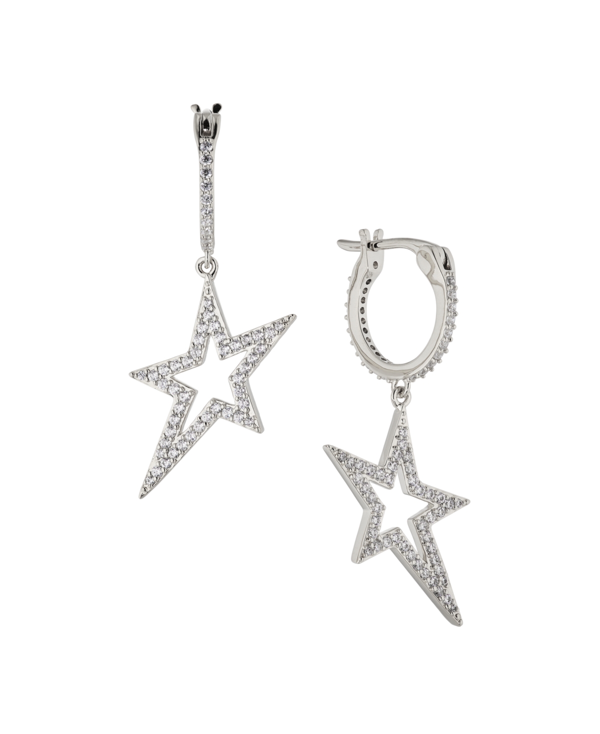 Ava Nadri Small Hoop With Star Drop Earring In Silver-tone Brass