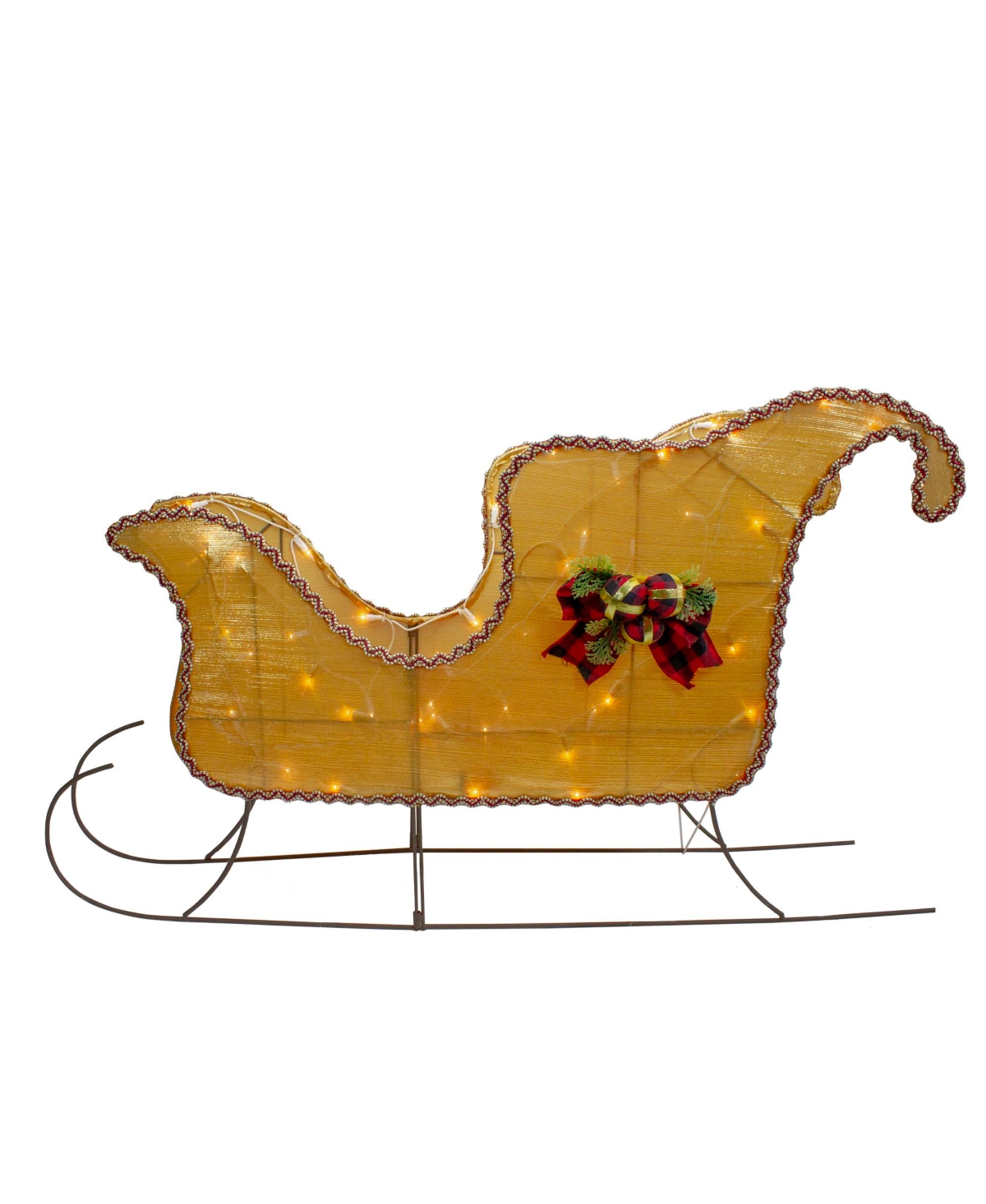 Northlight Lighted Shiny Christmas Sleigh Outdoor Yard Decoration, 36" In Gold-tone