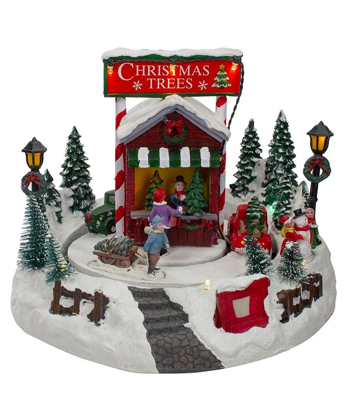 Northlight Lighted and Animated Christmas Tree Farm Winter Scene With