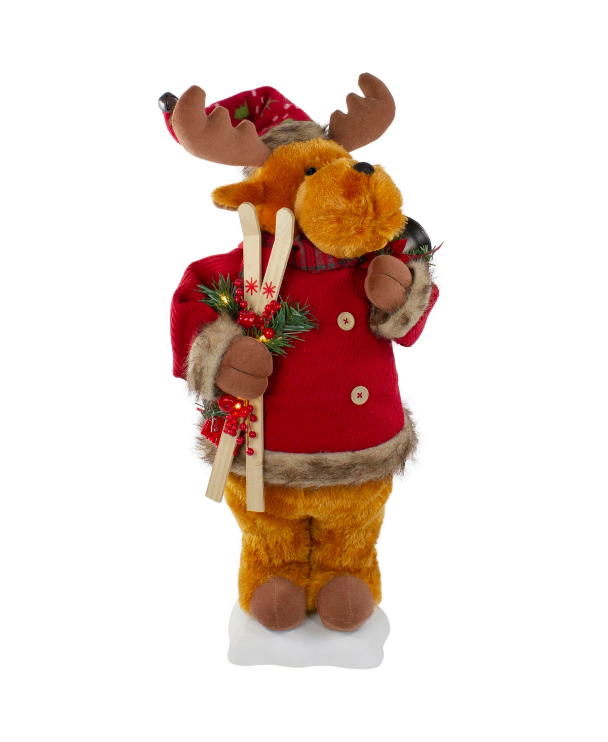 Northlight Lighted And Animated Musical Moose Christmas Figure, 24" In Red