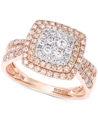 Pavé Rose by EFFY Diamond Square Ring in 6k White, Yellow or Rose ...