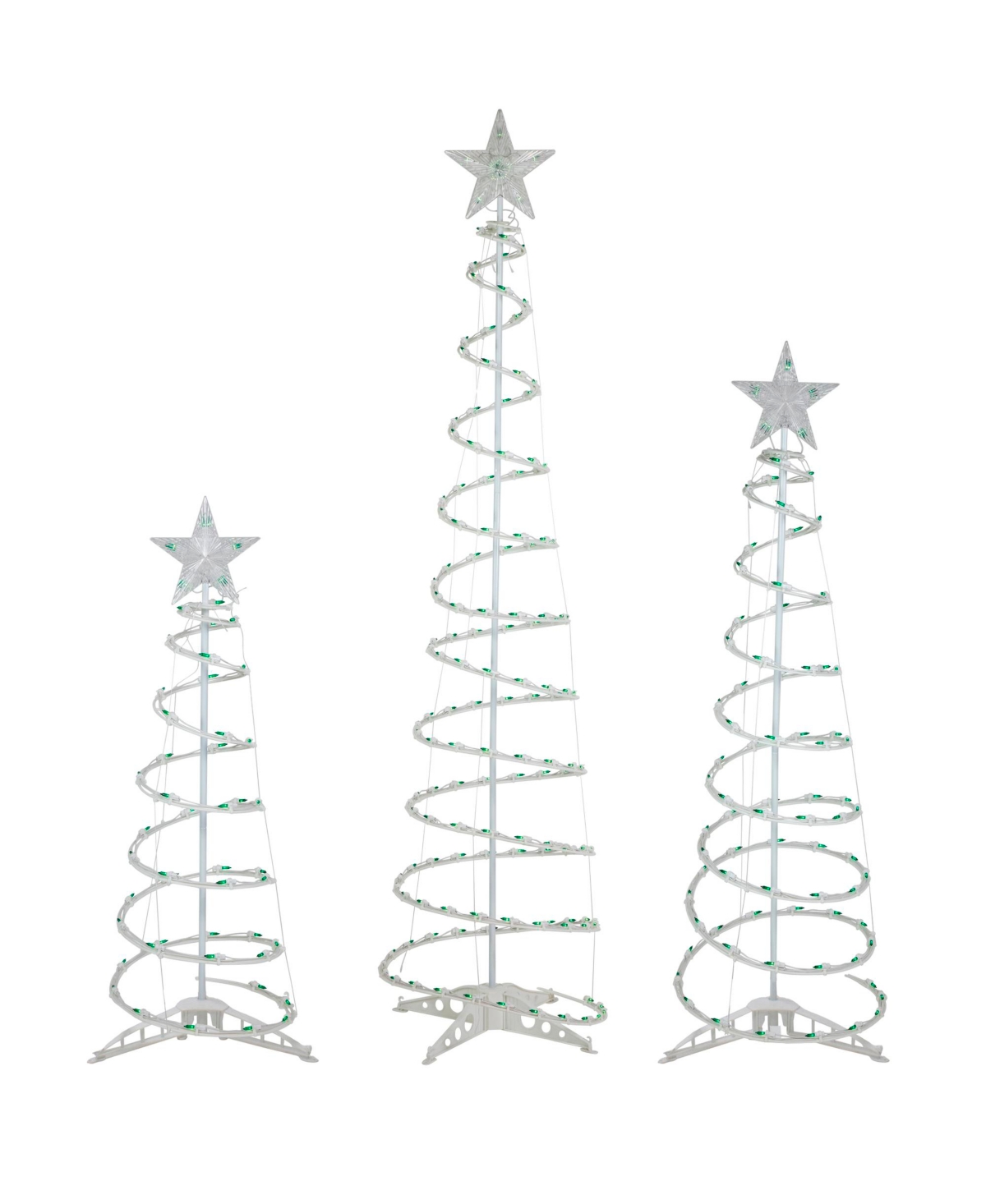 Northlight 3' 4' And 6' Lighted Spiral Christmas Trees, Set Of 3 In Green