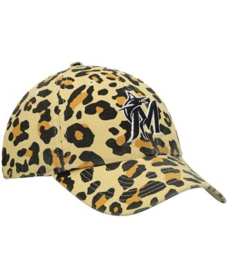 Women's Miami Marlins Tan Cheetah Clean Up Adjustable Hat