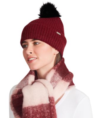 Steve Madden - Women's Space-Dyed Beanie With Faux Fur Pom