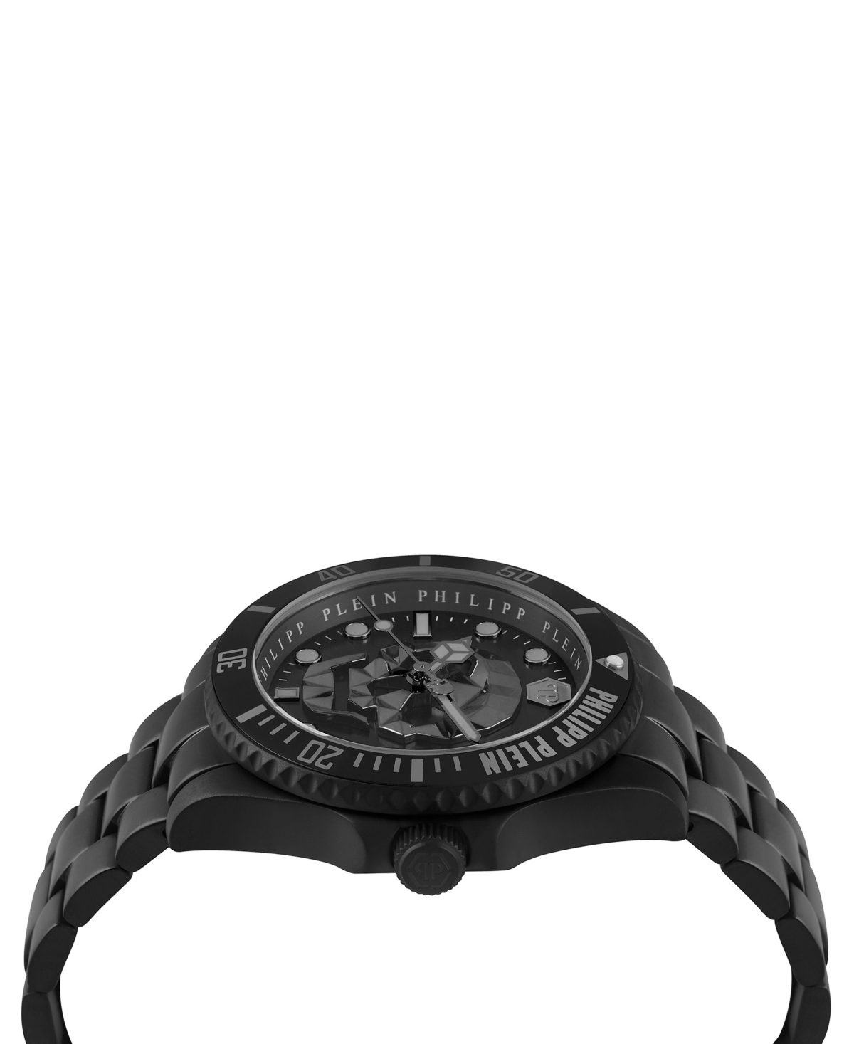 Philipp Plein Men's The $kull Black Ion Plated Stainless Steel Bracelet 44mm