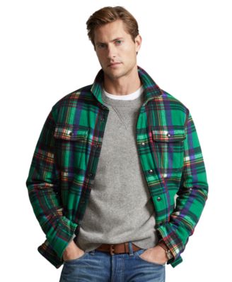 폴로 랄프로렌 Polo Ralph Lauren Mens Plaid Pile-Fleece Shirt Jacket,Apres Ski Plaid Bright Green