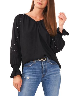 Vince Camuto - Women's Puff-Sleeve V-Neck Top