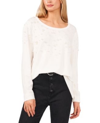 Vince Camuto Women's Pearl Embellished Sweater - Macy's