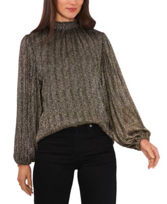Vince Camuto - Women's Smocked Neck Puff-Sleeve Top