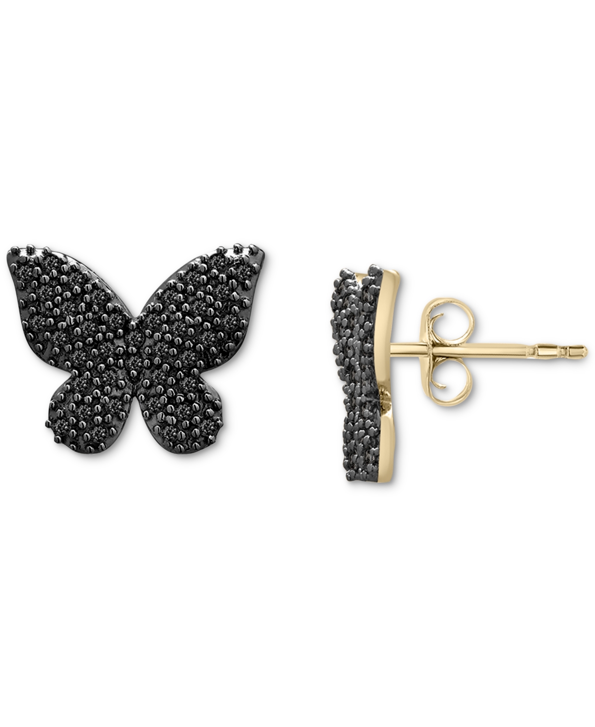 Wrapped Diamond Butterfly Stud Earrings (1/6 ct. t.w.) in 14k Gold, Created for Macy's (Also Available  - Black Diamond