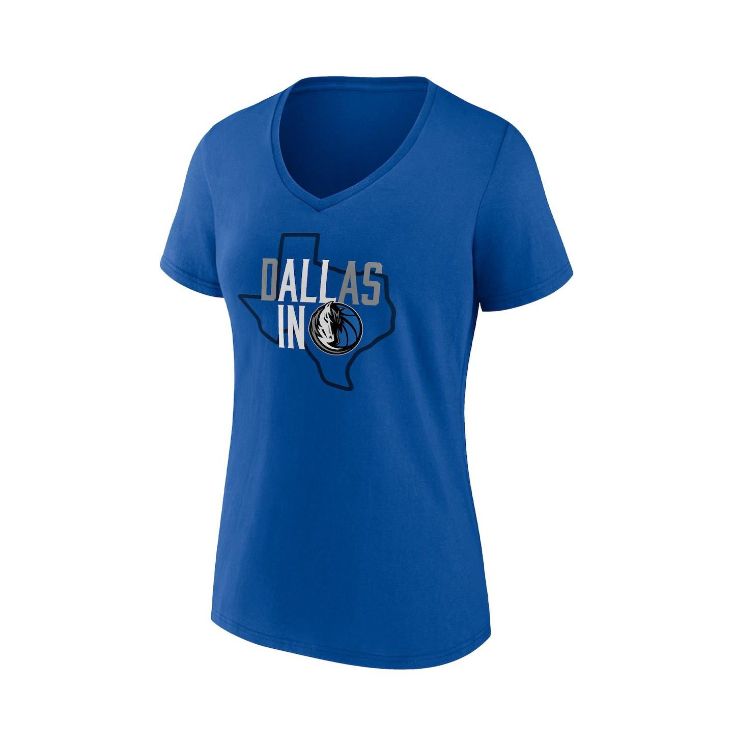 Женская футболка Fanatics Blue Dallas Mavericks Hometown Collection All In V-Neck — фото 4