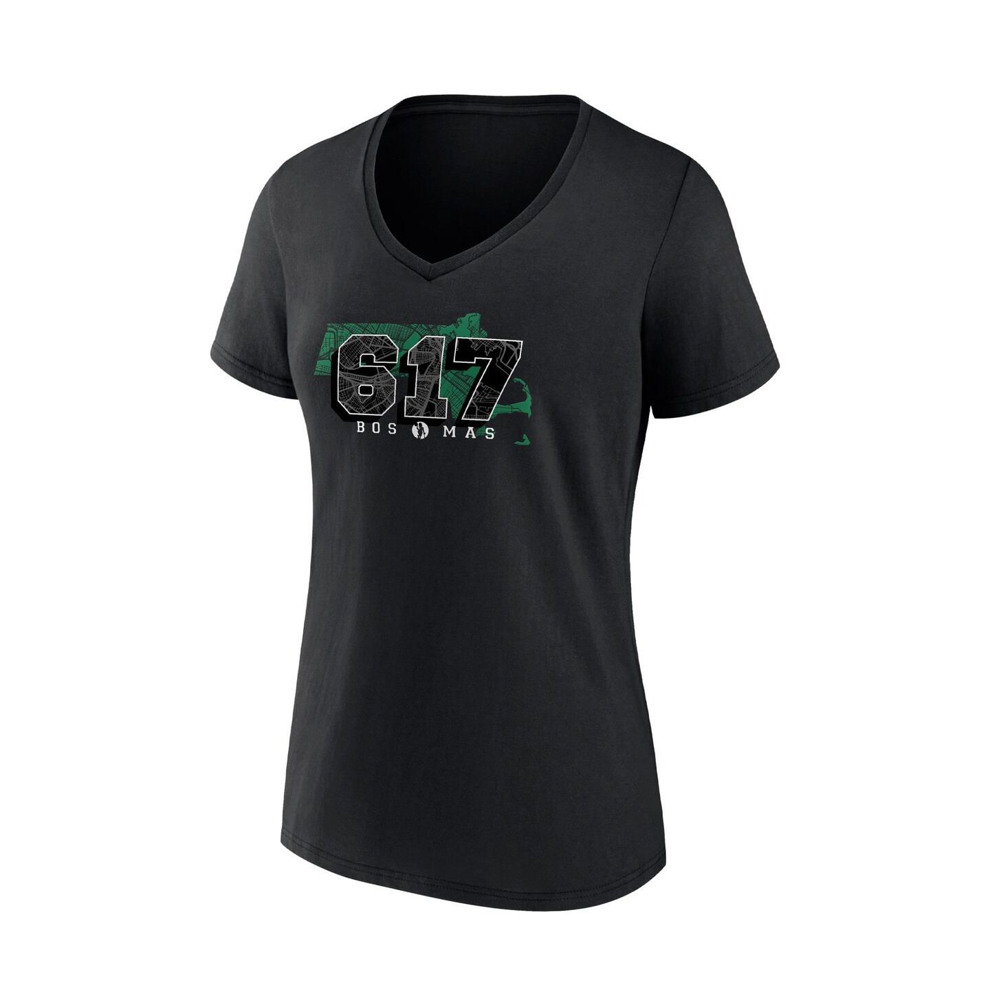 Женская футболка Fanatics Black Boston Celtics Hometown Collection 617 V-Neck — фото 2