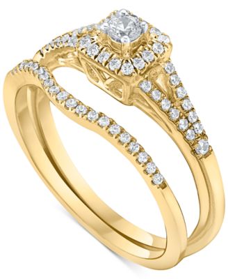 Diamond Halo Bridal Set (1/3 ct. t.w.) in 14k White, Yellow or Rose Gold
