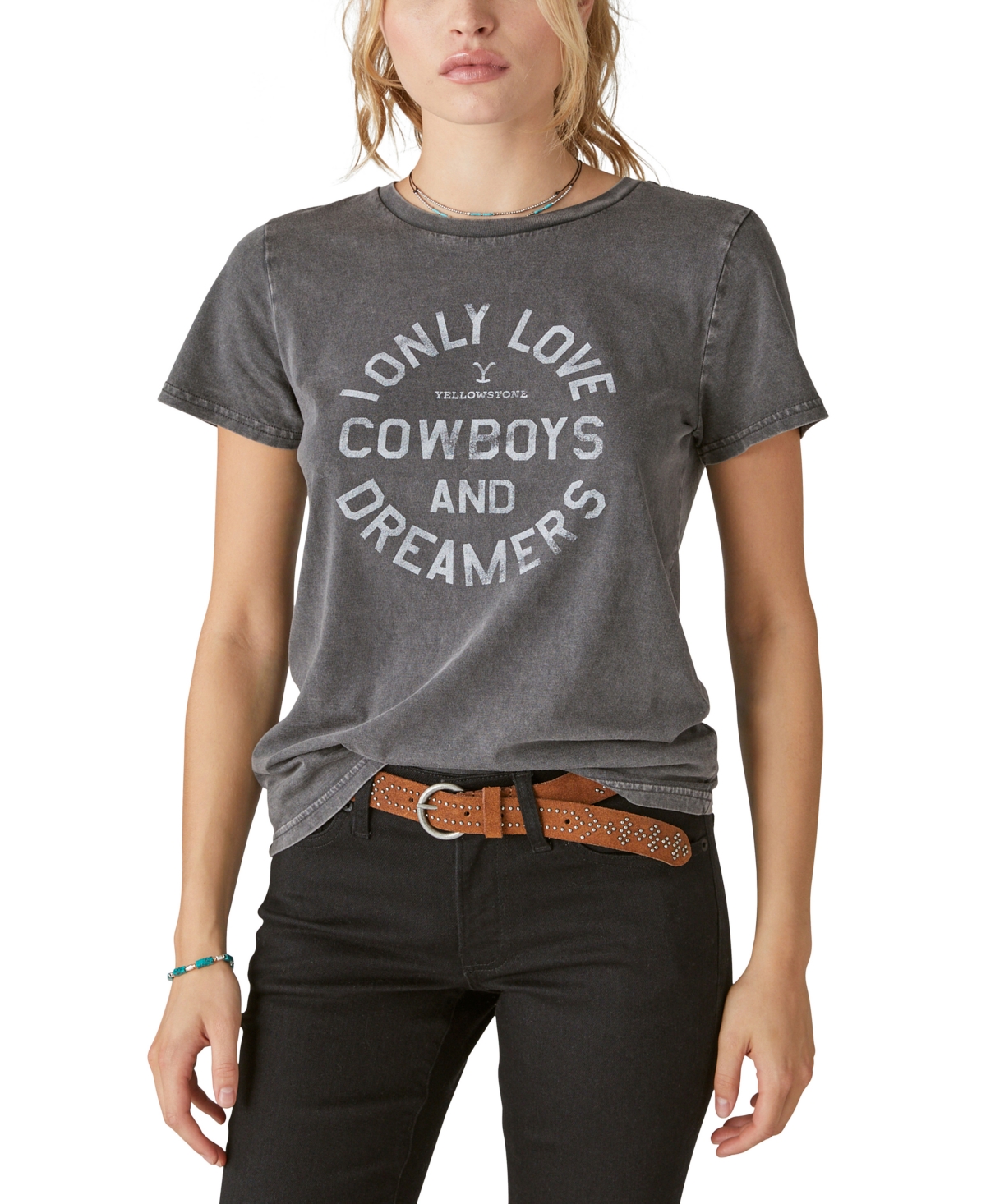 Lucky Brand Women's Yellowstone Cowboys And Dreamers Cotton T